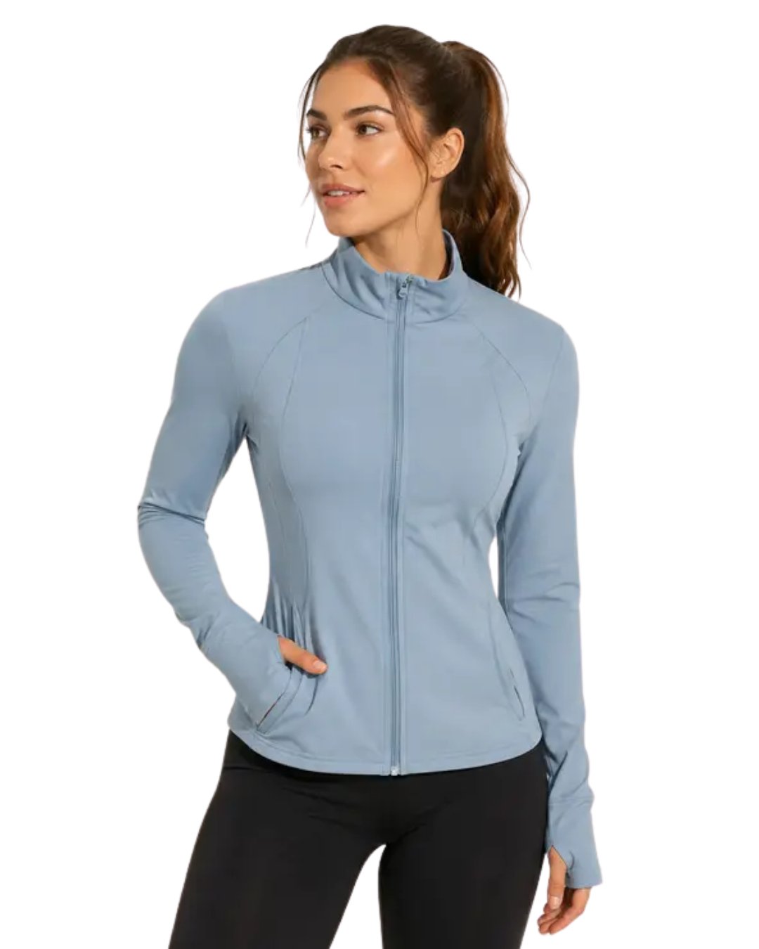 Jaqueta Slin Fitness Com Ziper e Dedeira