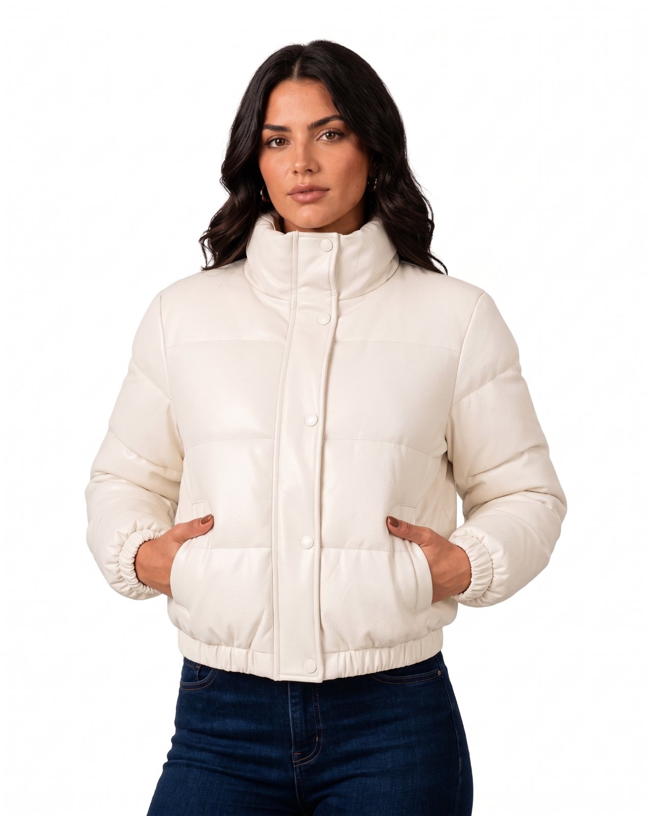 Jaqueta Puffer de Couro Forrada