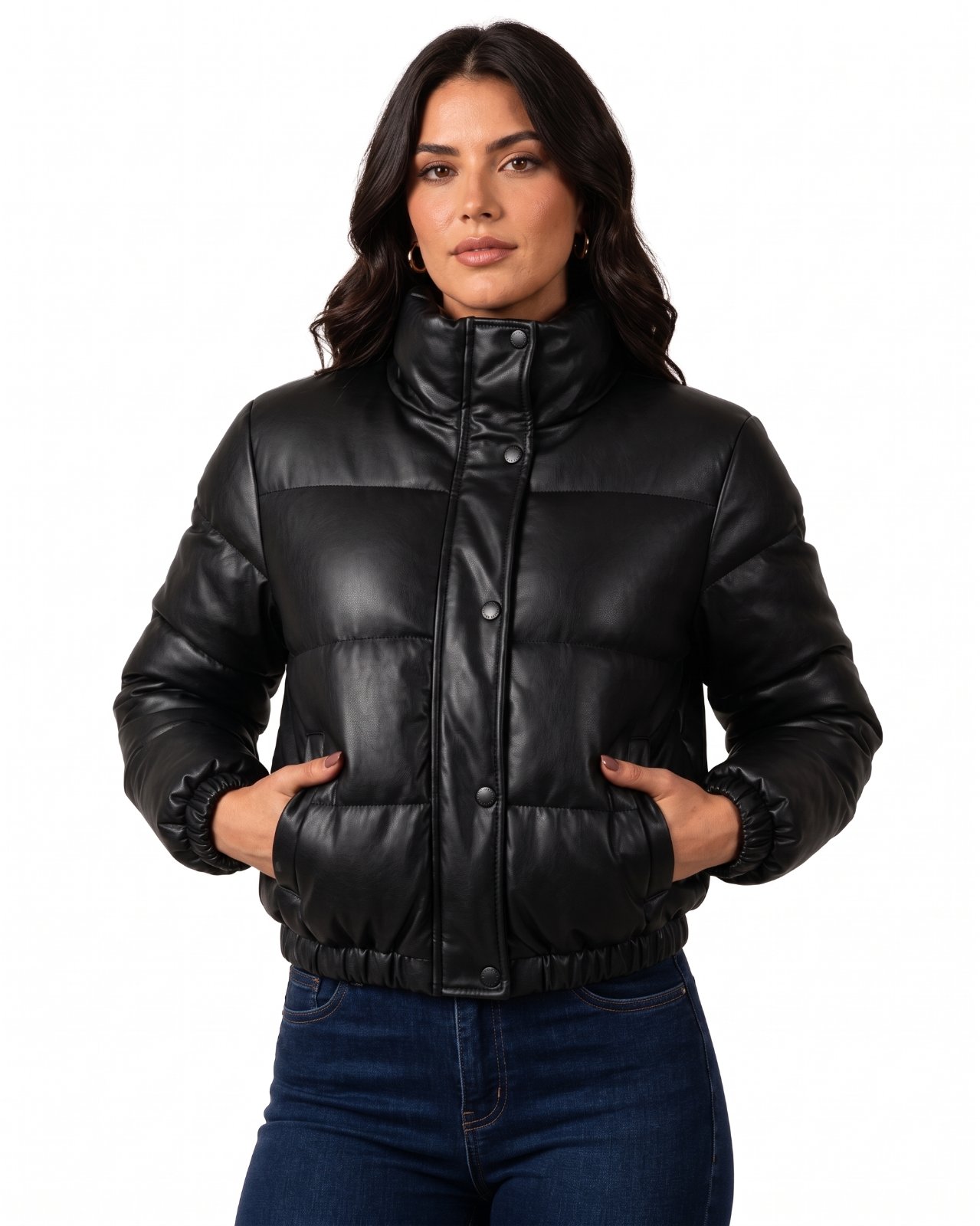 Jaqueta Puffer de Couro Forrada — foto 2